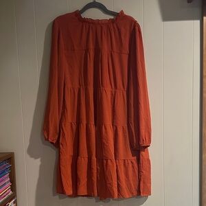 Chic Long Sleeve Orange Dress